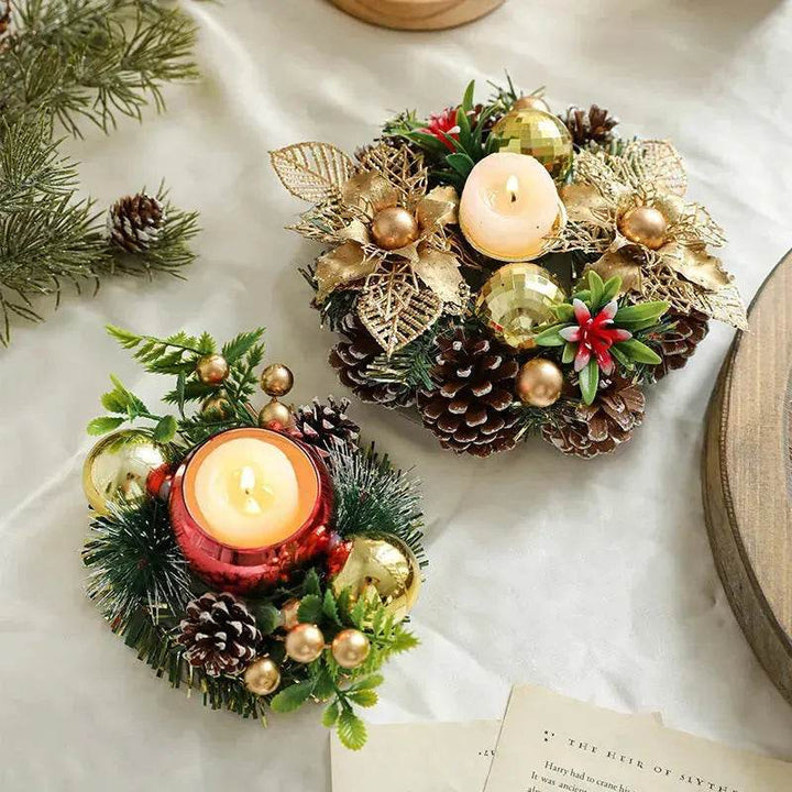 BowLift | Christmas candle wreath Xmas New Year candle holders decors