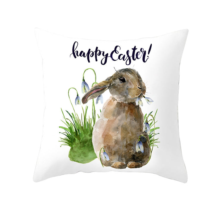 Decorative Easter Watercolor Bunny Throw Pillow Cover