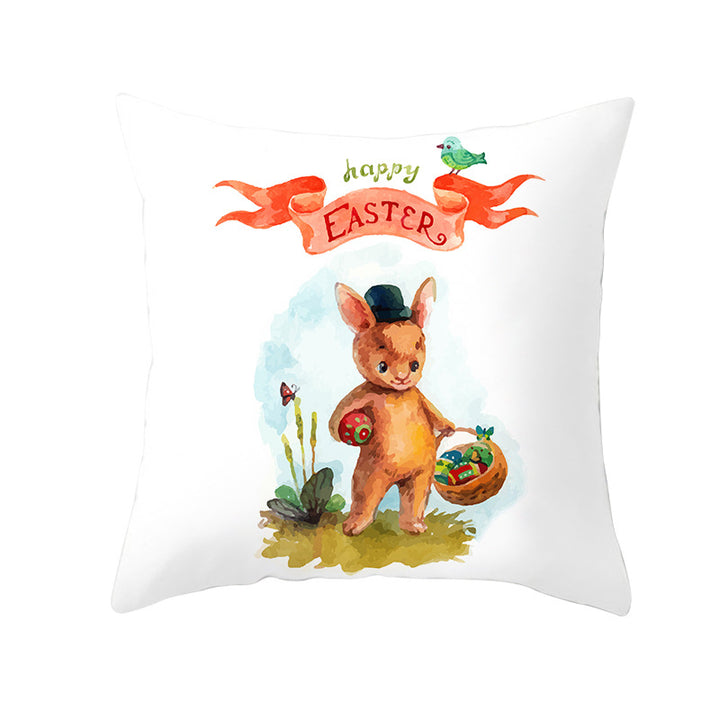 Decorative Easter Watercolor Bunny Throw Pillow Cover
