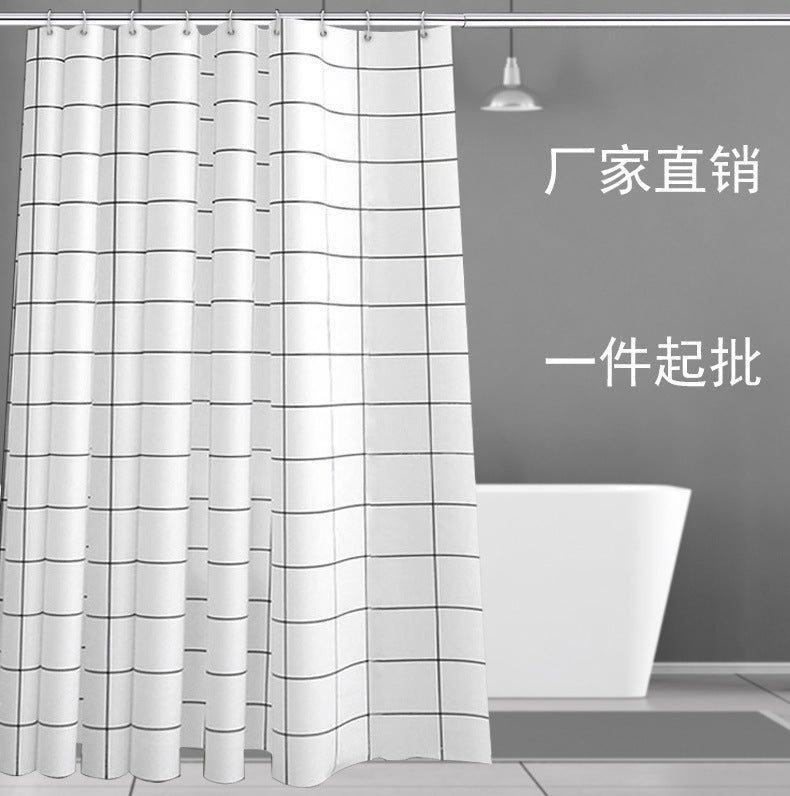 Minimalist Checkered Shower Curtain Bowlift