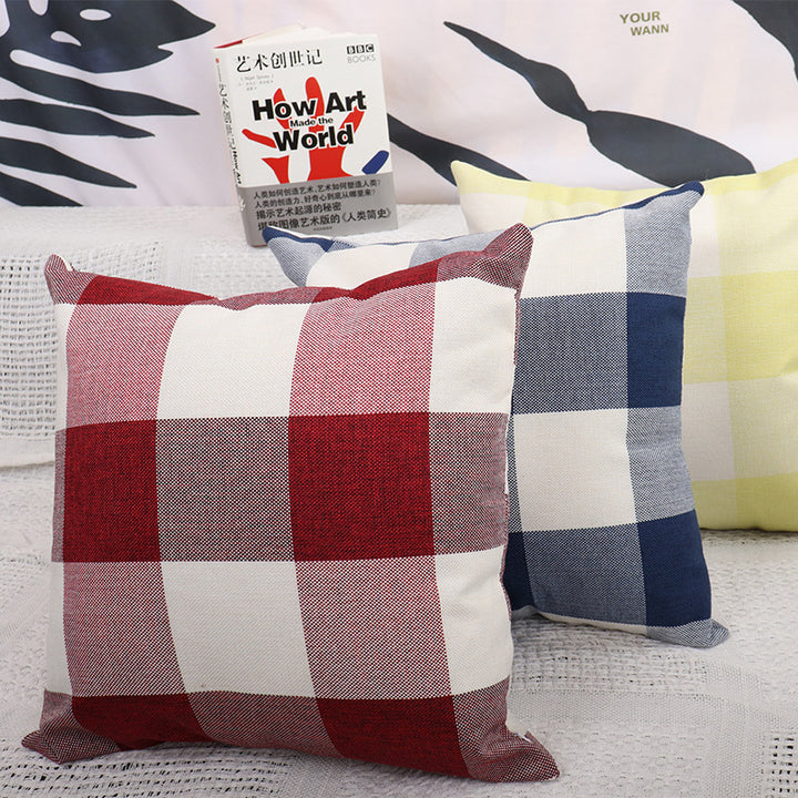 Square Gingham Weave Throw Pillow with Removable Cover