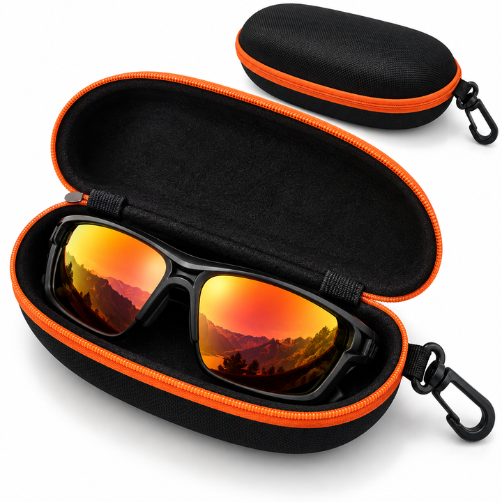 Protective Semi-Rigid Zippered Sunglasses Case with Carabiner Bowlift
