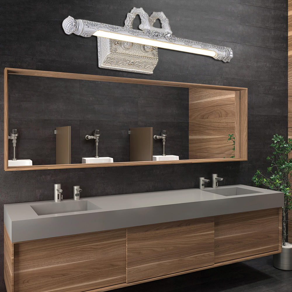 BowLift | Vintage LED Wall Light with Metal Shade White Etched Tube Vanity Wall Light for Bathroom, 20.5"/23.5" Width