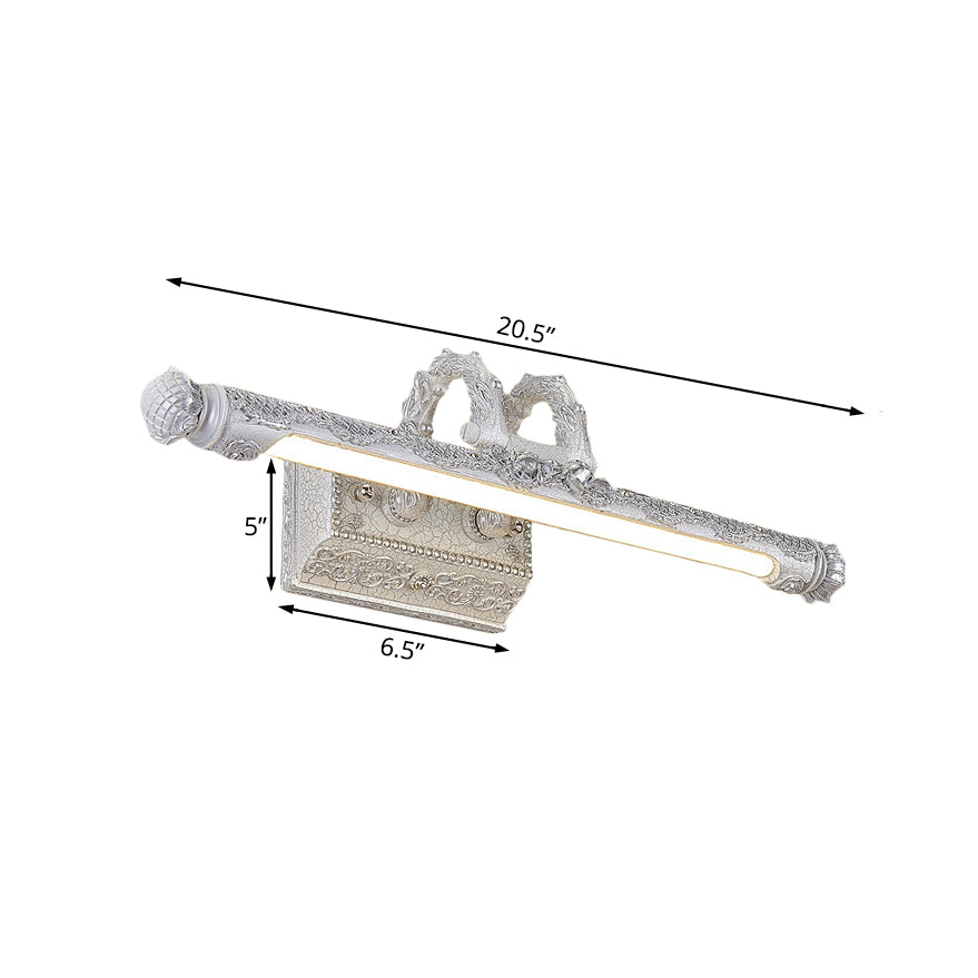 BowLift | Vintage LED Wall Light with Metal Shade White Etched Tube Vanity Wall Light for Bathroom, 20.5"/23.5" Width