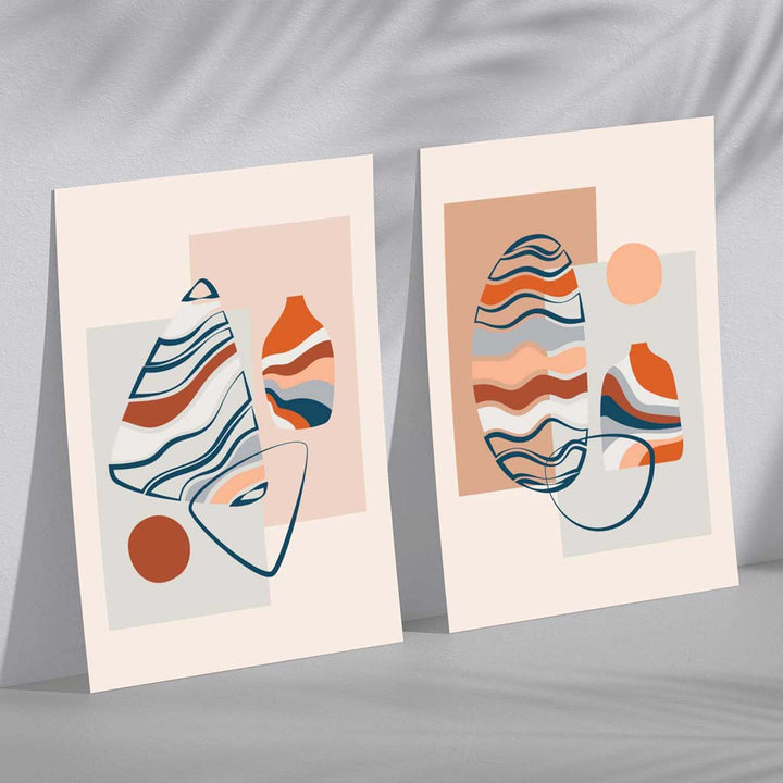 Boho Pastel Shapes Set of 2 Art Prints | Bowlift