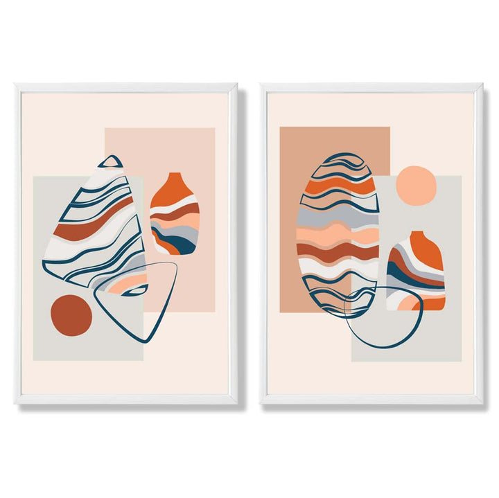 Boho pastel shapes set of 2 framed art prints | Bowlift