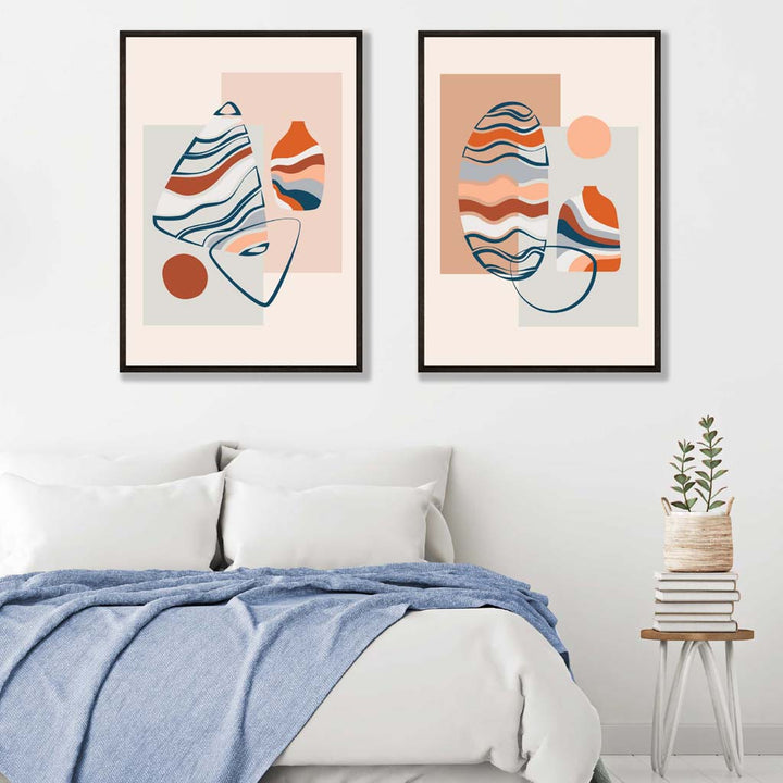 Boho Pastel Shapes Set of 2 Art Prints | Bowlift