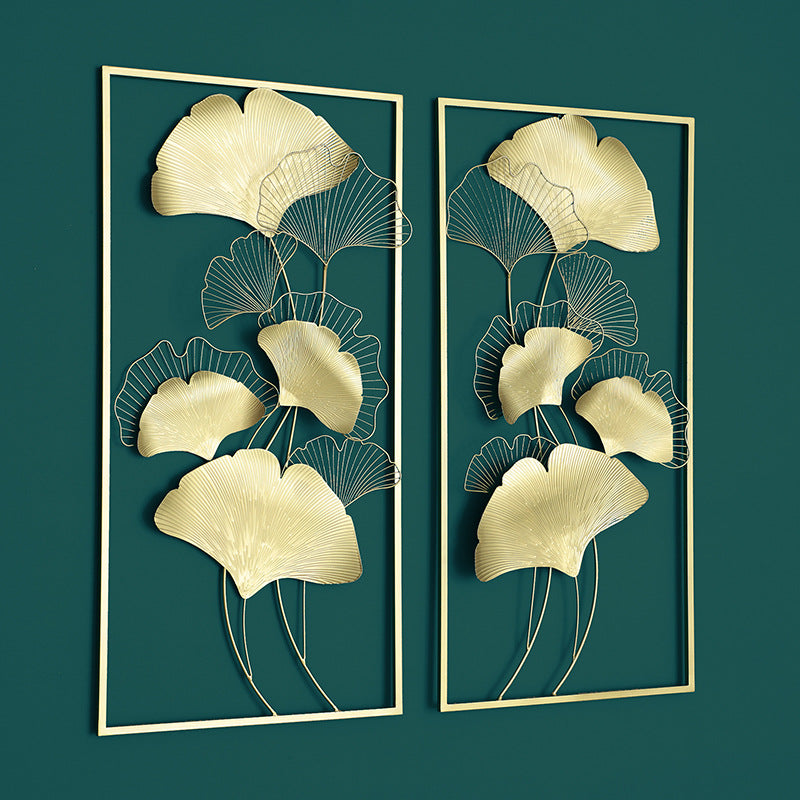 Elegant Ginkgo Leaf Metal Wall Art Sculpture Bowlift