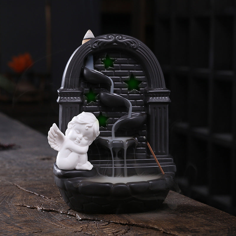 Decorative Angel-Themed Incense Waterfall Holder