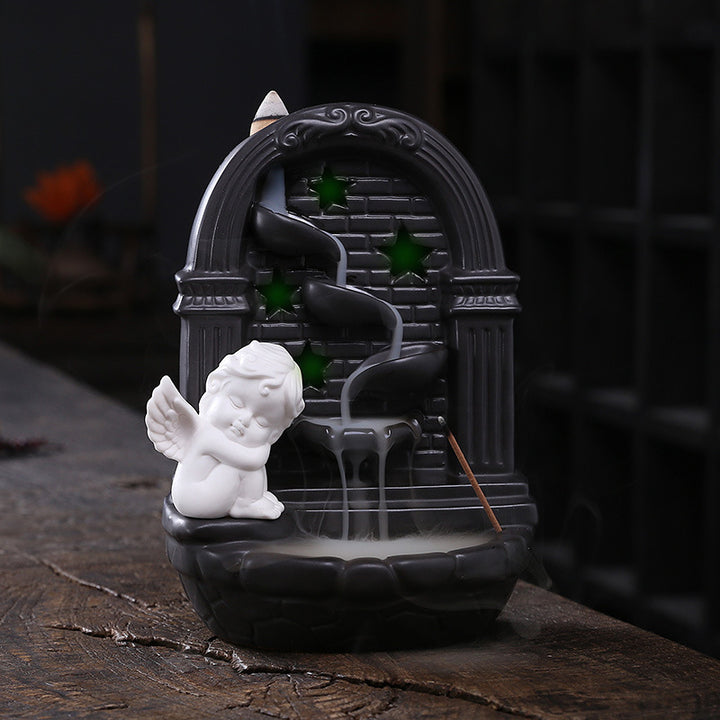 Decorative Angel-Themed Incense Waterfall Holder