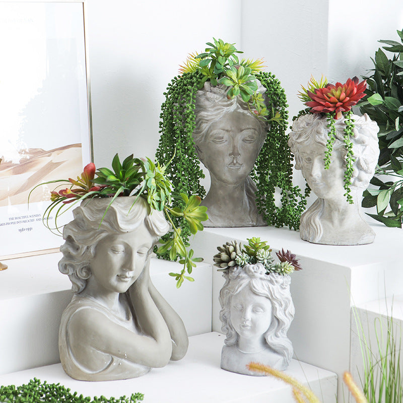 Artistic head sculpture flower pot Bowlift