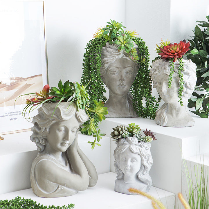 Artistic head sculpture flower pot Bowlift