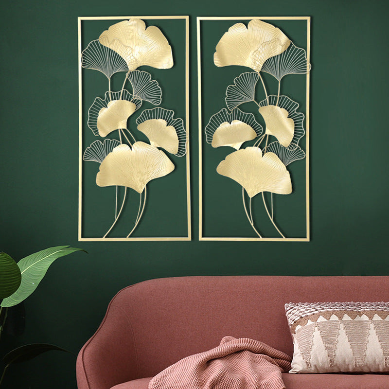 Elegant Ginkgo Leaf Metal Wall Art Sculpture Bowlift