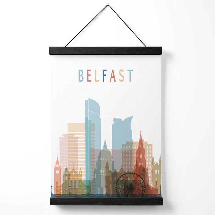 Belfast Colorful City Skyline Poster with Hanger | Bowlift