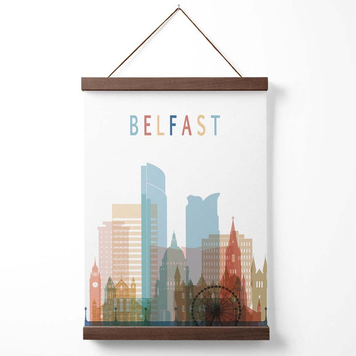 Belfast Colorful City Skyline Poster with Hanger | Bowlift