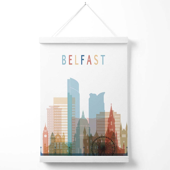 Belfast Colorful City Skyline Poster with Hanger | Bowlift