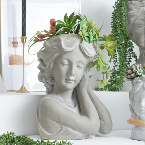 Artistic head sculpture flower pot Bowlift