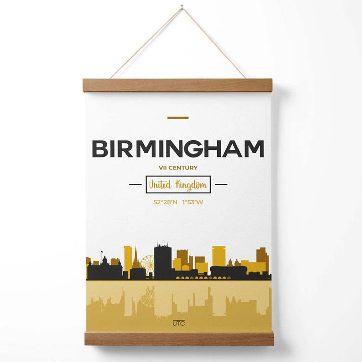 Birmingham Yellow and Black City View Poster with Hanger | Bowlift