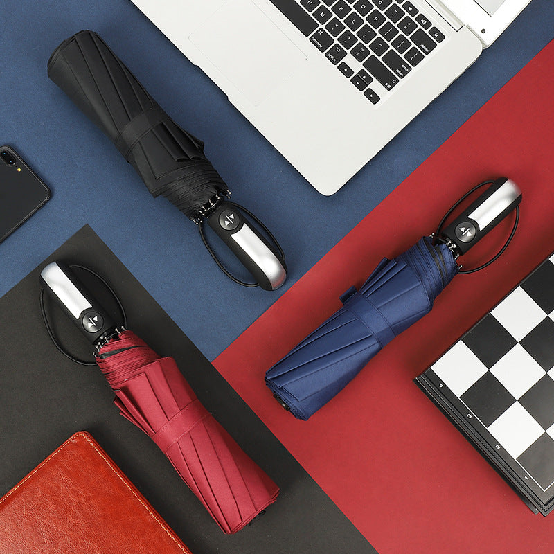 Women's automatic business folding umbrella with wind resistance Bowlift