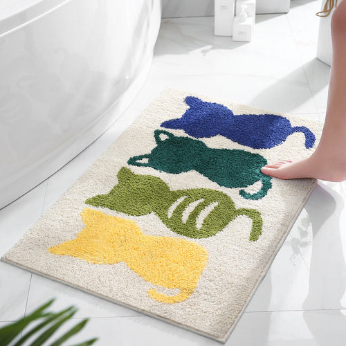 Playful Cat Shaped Bath Mat for Bathroom