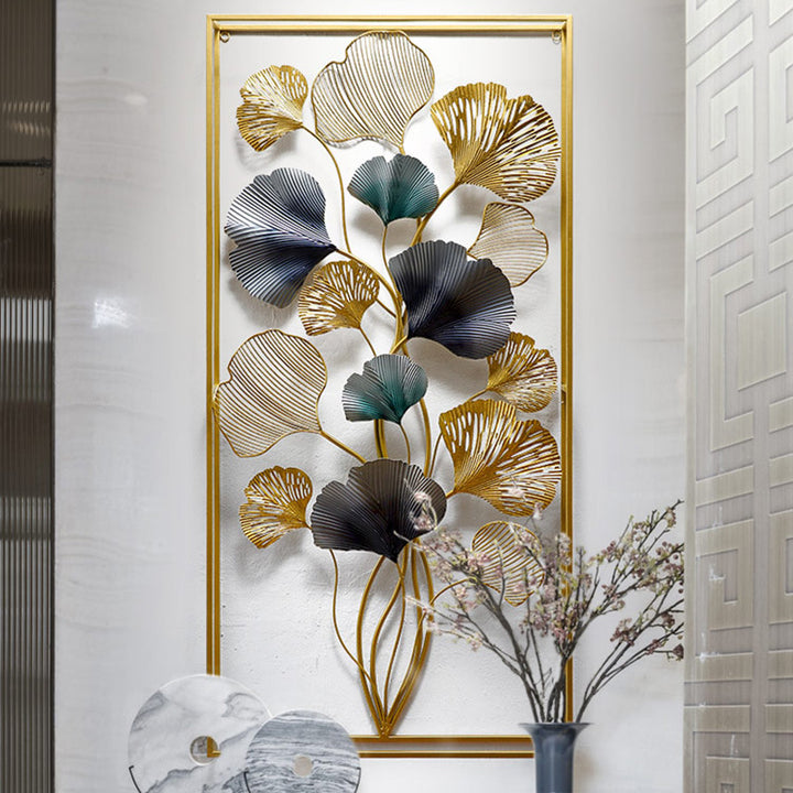 Decorative Metal Wall Art Sculpture with Ginkgo Leaf Design Bowlift 1789208504