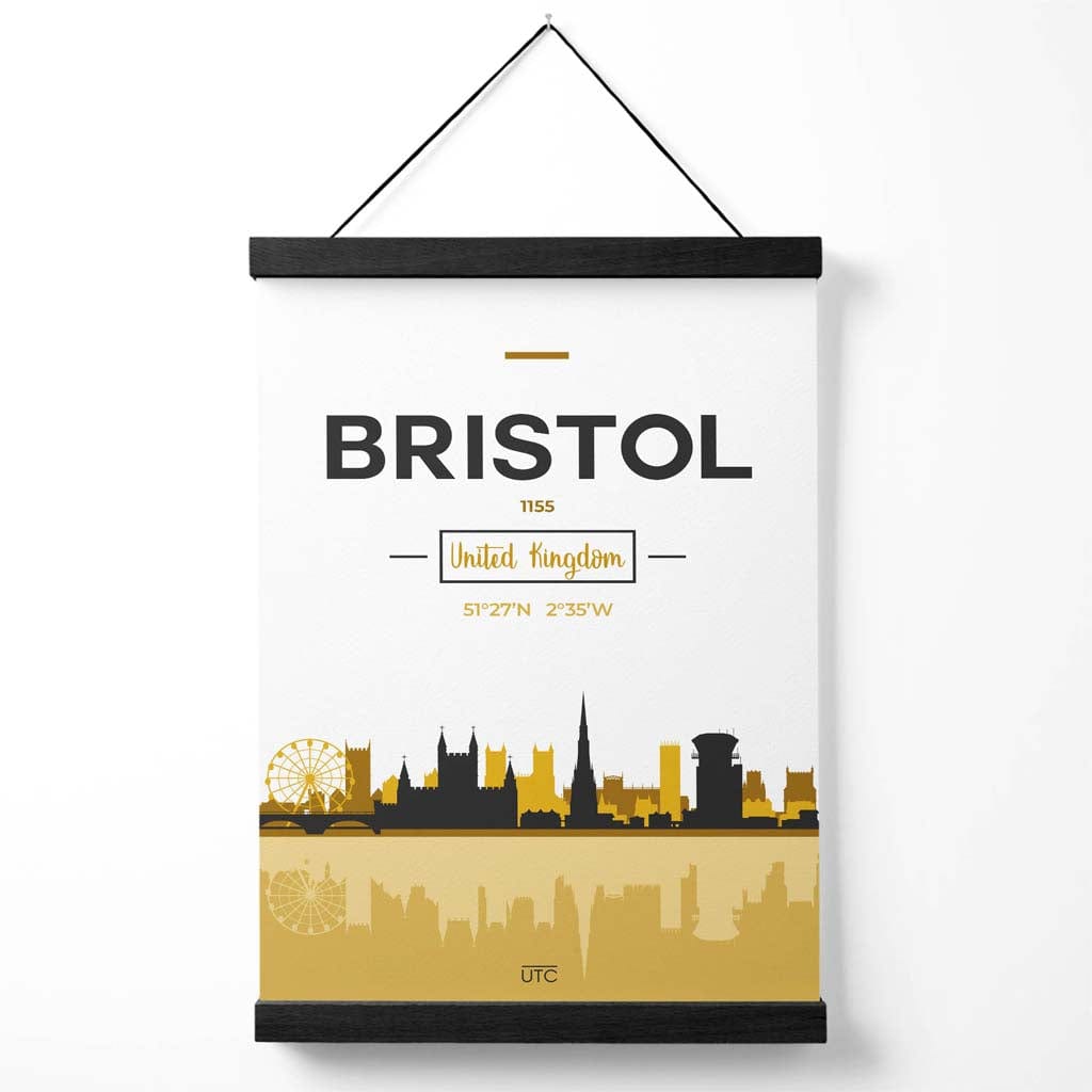 Bristol Yellow and Black City Skyline Poster with Hanger | Bowlift