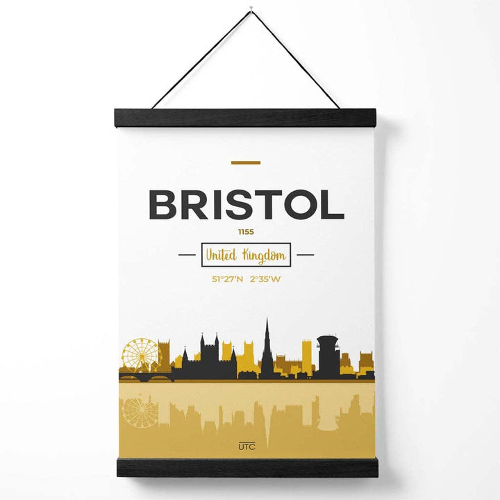 Bristol Yellow and Black City Skyline Poster with Hanger | Bowlift