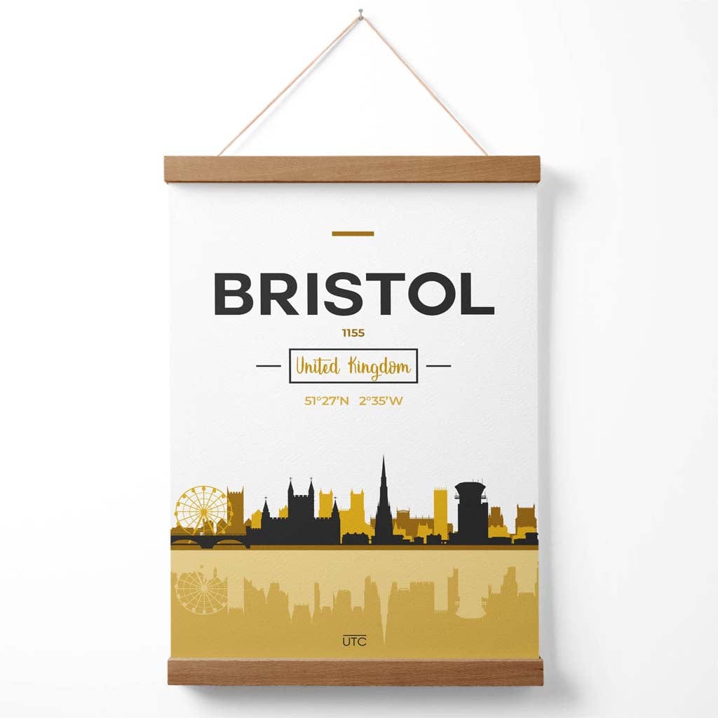 Bristol Yellow and Black City Skyline Poster with Hanger | Bowlift
