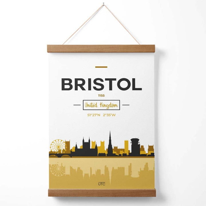 Bristol Yellow and Black City Skyline Poster with Hanger | Bowlift
