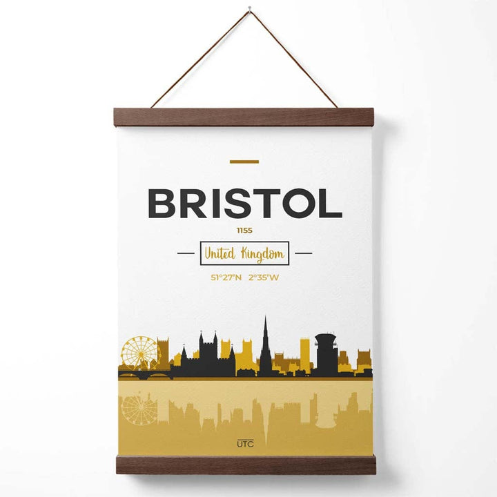 Bristol Yellow and Black City Skyline Poster with Hanger | Bowlift
