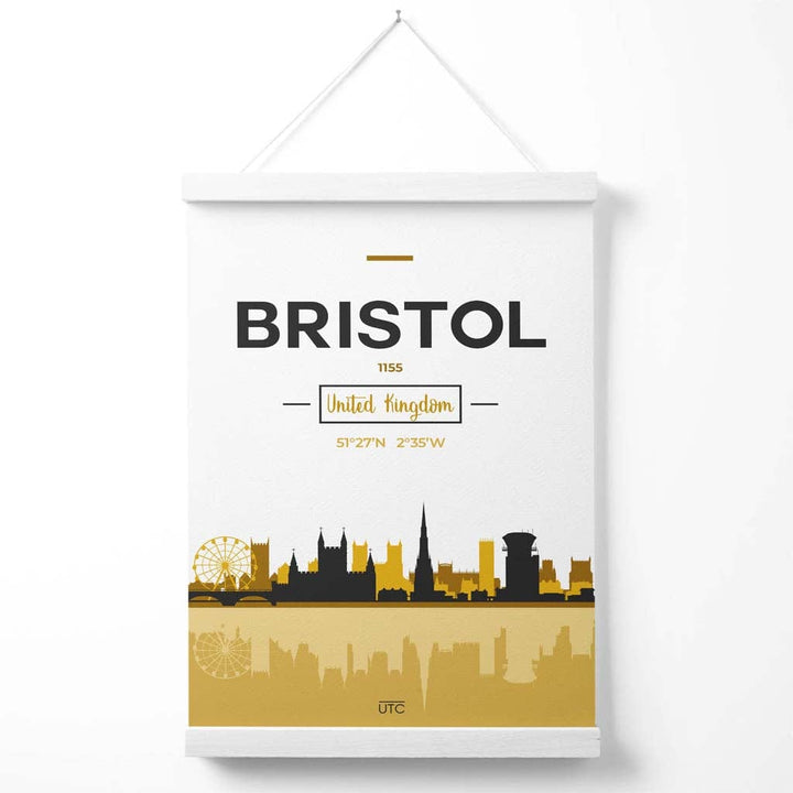Bristol Yellow and Black City Skyline Poster with Hanger | Bowlift
