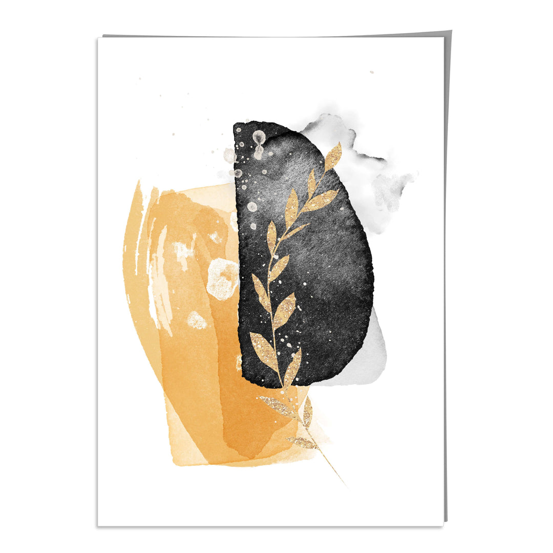 Abstract Yellow and Black Botanical No. 2 Art Print | Bowlift