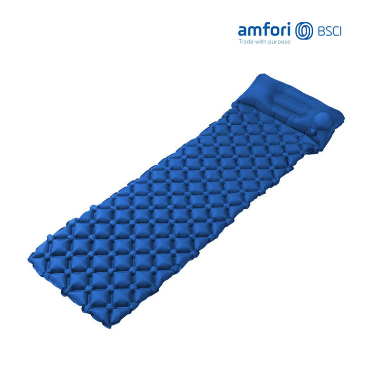 inflatable camping sleeping pad with integrated pillow and diamond air-cell cushion system Bowlift