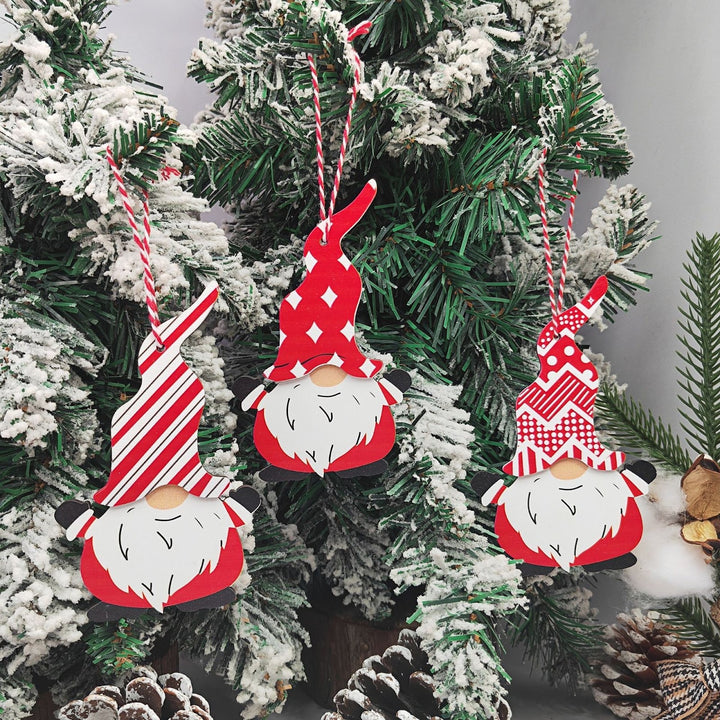 Wood Christmas Ornaments Gnome Figures