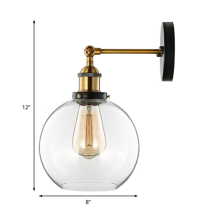 BowLift | Clear Glass Blown Wall Sconces Antiques 1 Light Living Room Lighting Fixture in Brass
