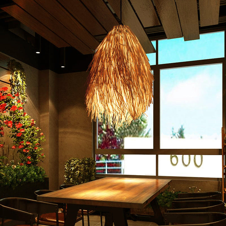 BowLift | RattanGlow Pendant Light - Elegant rattan hanging light with Asian influences