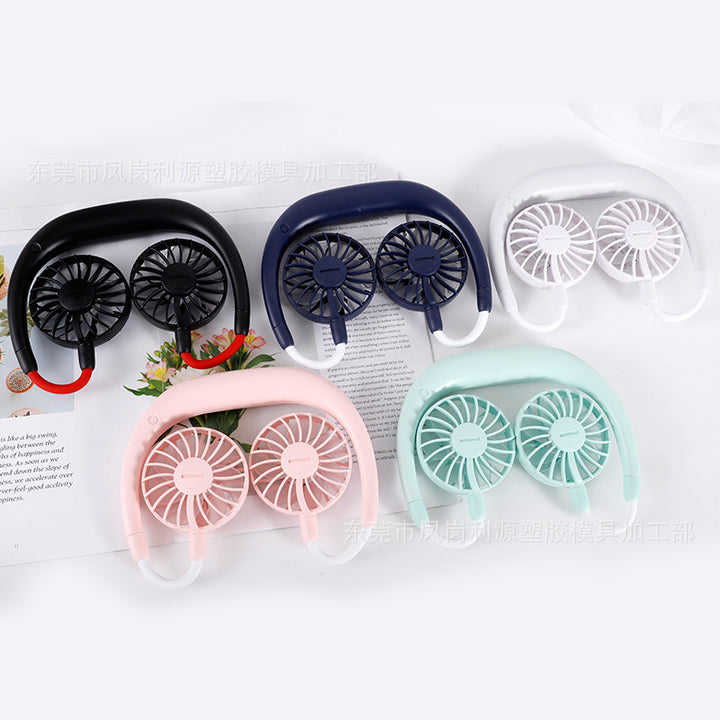 Unisex portable neck fan with dual flexible fans and rechargeable battery Bowlift
