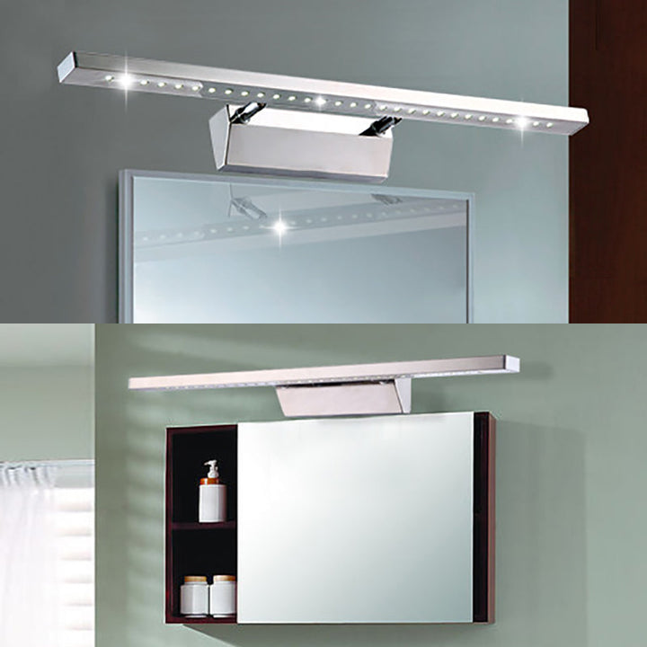 BowLift | Rectangular Interior Mirror Light Stainless Steel 16"/19.5" W LED Modern Wall-Mounted Light in Chrome, Warm/White Lighting