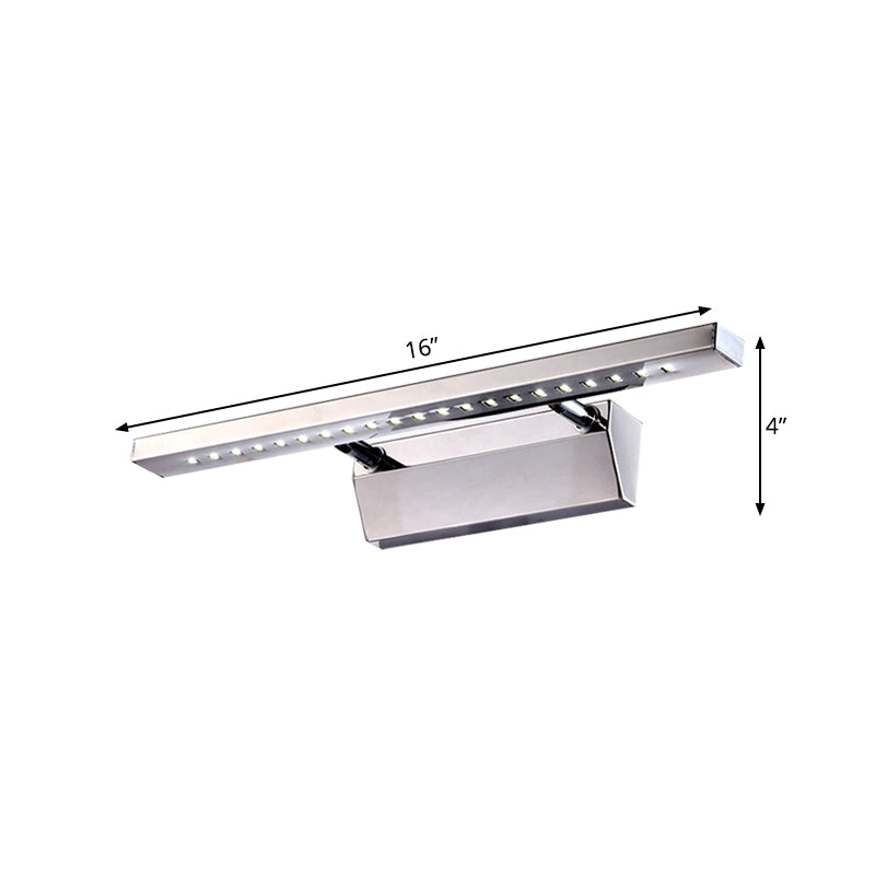 BowLift | Rectangular Interior Mirror Light Stainless Steel 16"/19.5" W LED Modern Wall-Mounted Light in Chrome, Warm/White Lighting