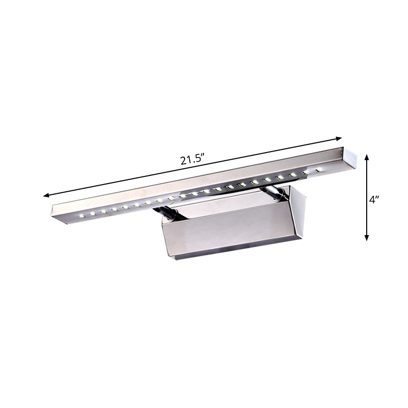 BowLift | Rectangular Interior Mirror Light Stainless Steel 16"/19.5" W LED Modern Wall-Mounted Light in Chrome, Warm/White Lighting
