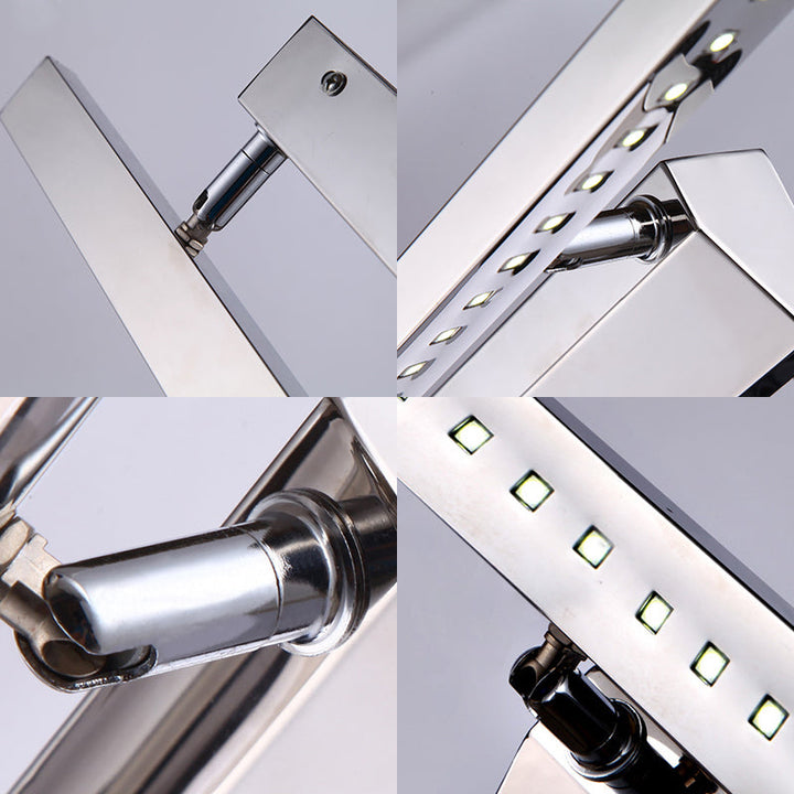 BowLift | Rectangular Interior Mirror Light Stainless Steel 16"/19.5" W LED Modern Wall-Mounted Light in Chrome, Warm/White Lighting