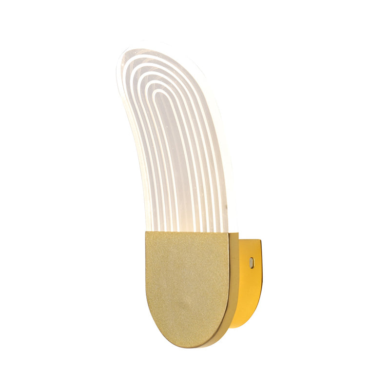 BowLift | Acrylic Curved Oval Wall Sconce Light Contemporary Black/Gold LED Wall Lighting Fixture for Bedside