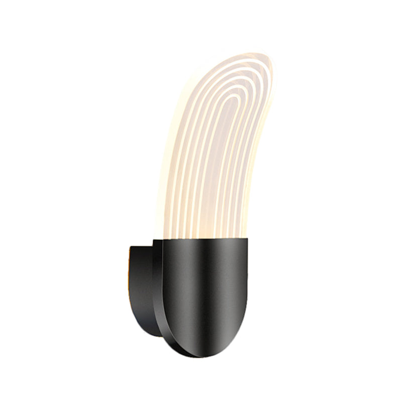 BowLift | Acrylic Curved Oval Wall Sconce Light Contemporary Black/Gold LED Wall Lighting Fixture for Bedside