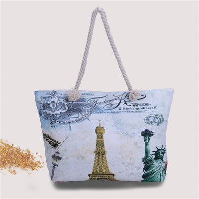 Large beach bag with nostalgic Paris motif Bowlift