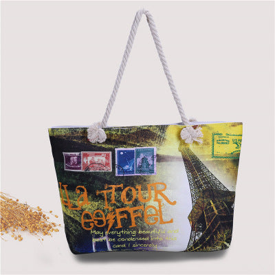 Large beach bag with nostalgic Paris motif Bowlift