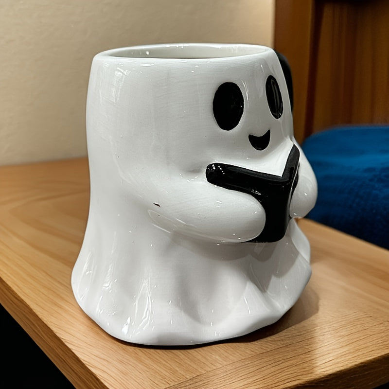 BowLift | Halloween Ghost Mug – Ceramic Mug with Laughing Ghost Design