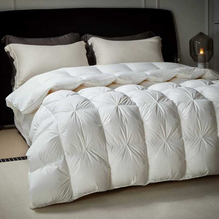 Duvet with duck down filling, quilted