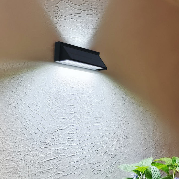 Outdoor Solar Waterproof Rectangular Slant LED Patio Wall Sconce Lamp | Bowlift