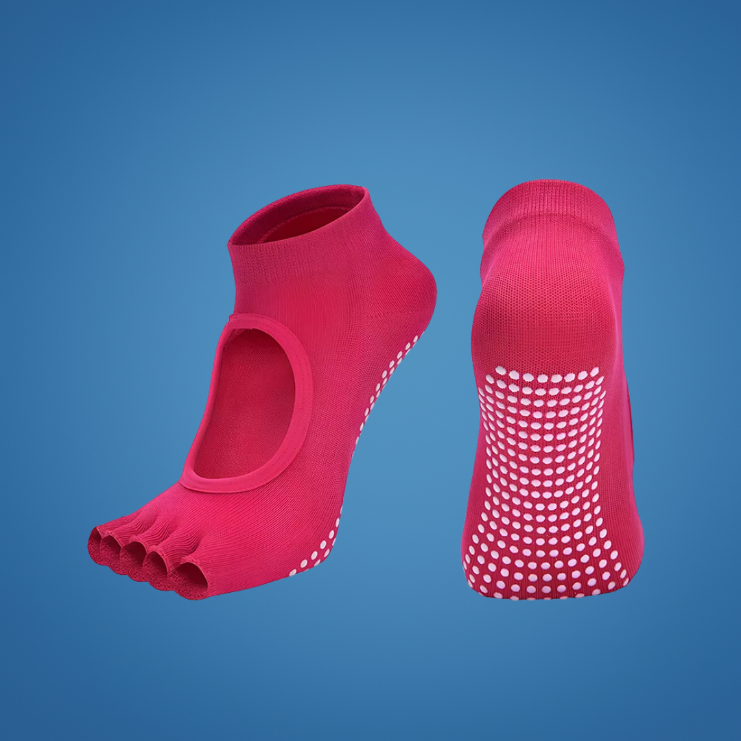 Slip Yoga Grip Socks – Open-Toe & Breathable – Rubberised Sole for Women – Stability Balance Comfort in Yoga & Pilates Bowlift