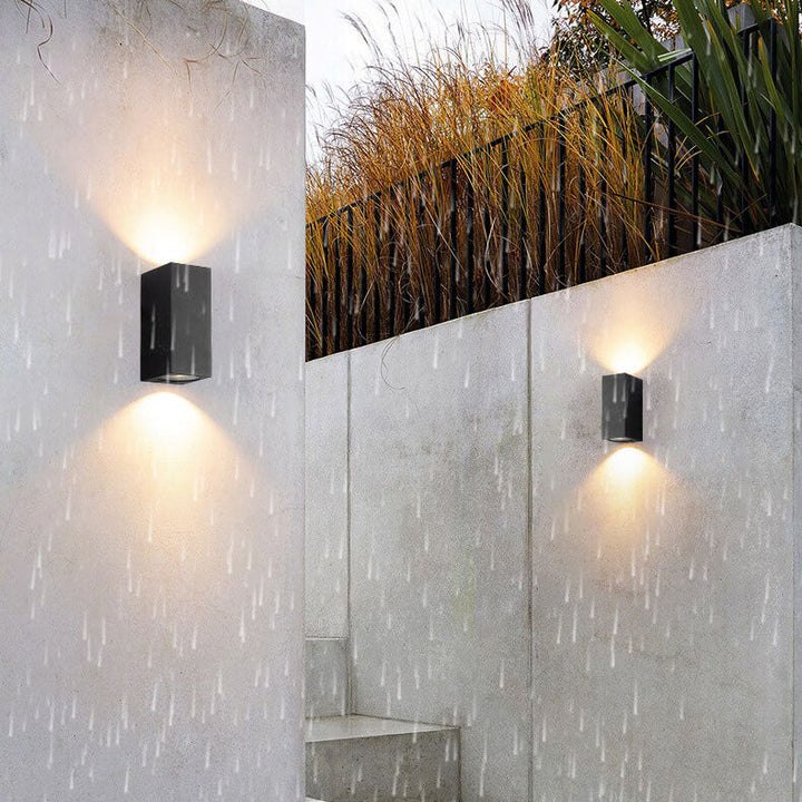 Modern Simple Outdoor Waterproof Aluminum Glass Cylinder 2-Light Wall Sconce Lamp | Bowlift